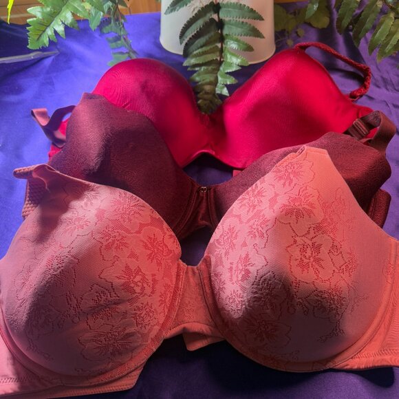 📌Vanity Fair 3 Full Figure Beauty Back Smoothing Bra's Lightly Lined Cups 40 DD - Picture 2 of 16